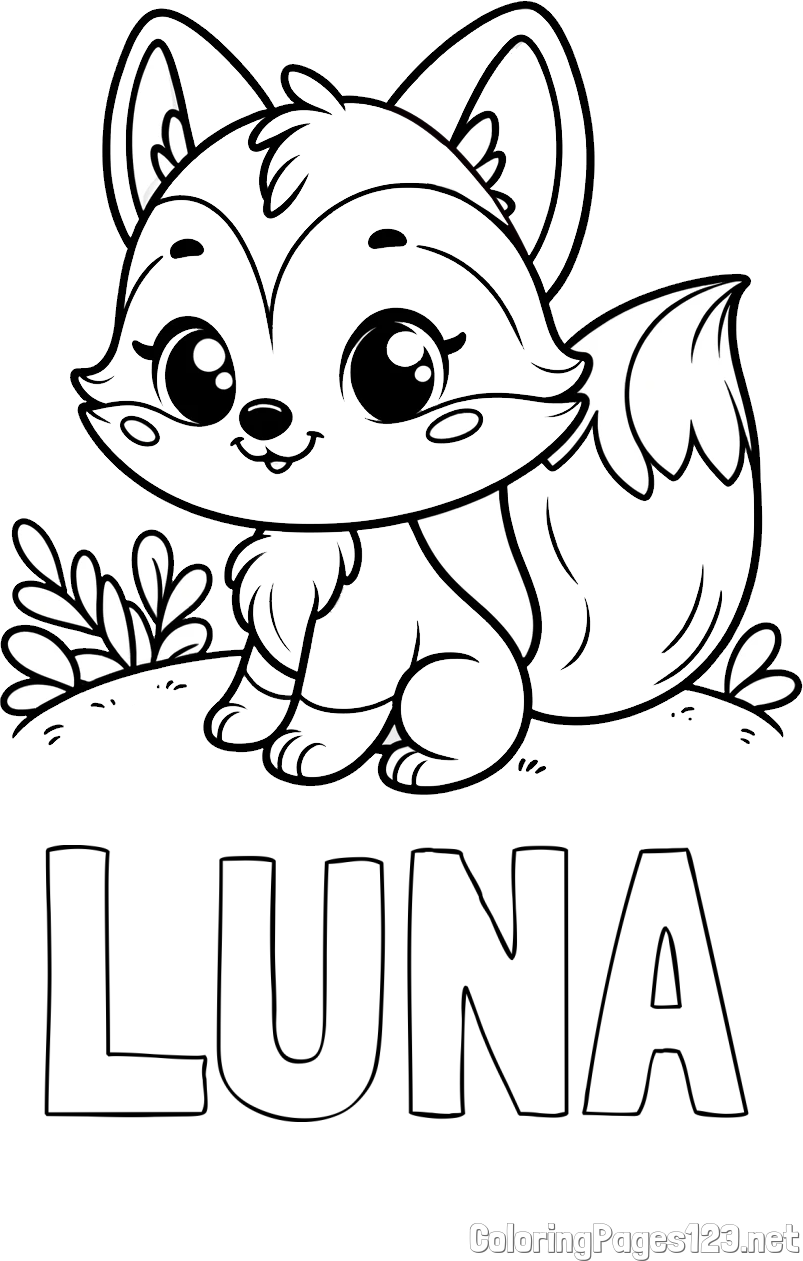 LUNA Coloring Page and Cute Fox Coloring Page