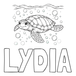 Online Created Coloring Page - LYDIA Coloring Page and Coloring Page of a Sea Turtle Swimming in the Ocean