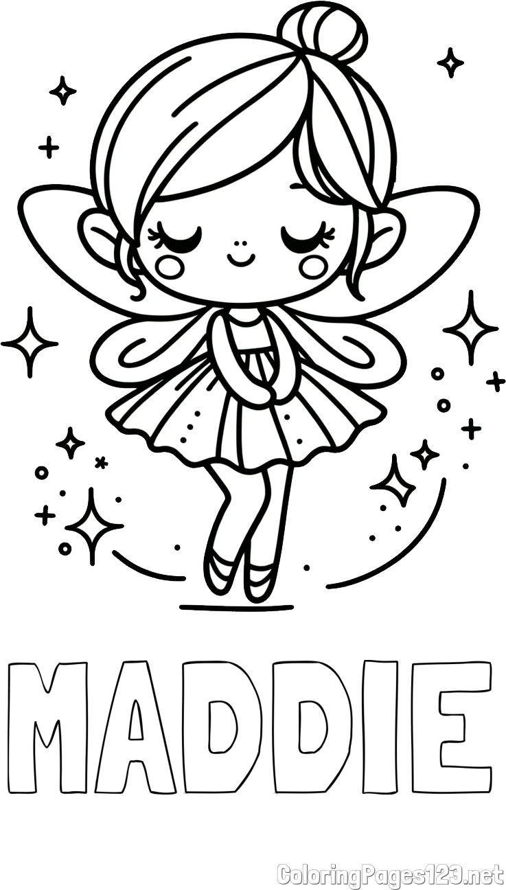 MADDIE Coloring Page and Children's Coloring Page of a Magical Fairy