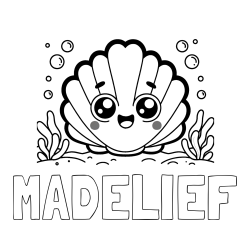 Online Created Coloring Page - MADELIEF Coloring Page and Smiling Seashell Coloring Page for Kids
