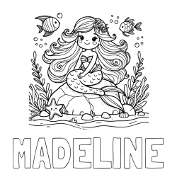 Online Created Coloring Page - MADELINE Coloring Page alongside Coloring Page of a Cute Little Mermaid