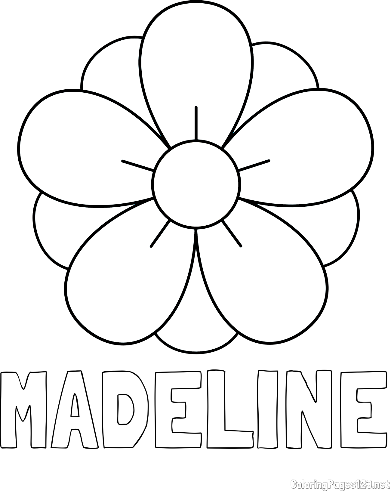 MADELINE Coloring Page alongside Flower Without Stem Coloring Page