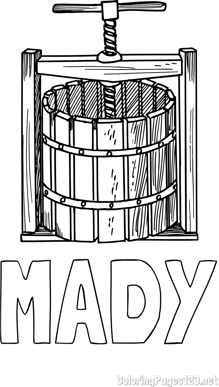 MADY Coloring Page and Traditional Wine Press Coloring Page