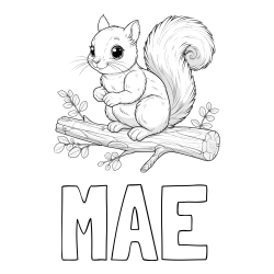 Online Created Coloring Page - MAE Coloring Page and Free Coloring Page of a Squirrel on a Tree Branch