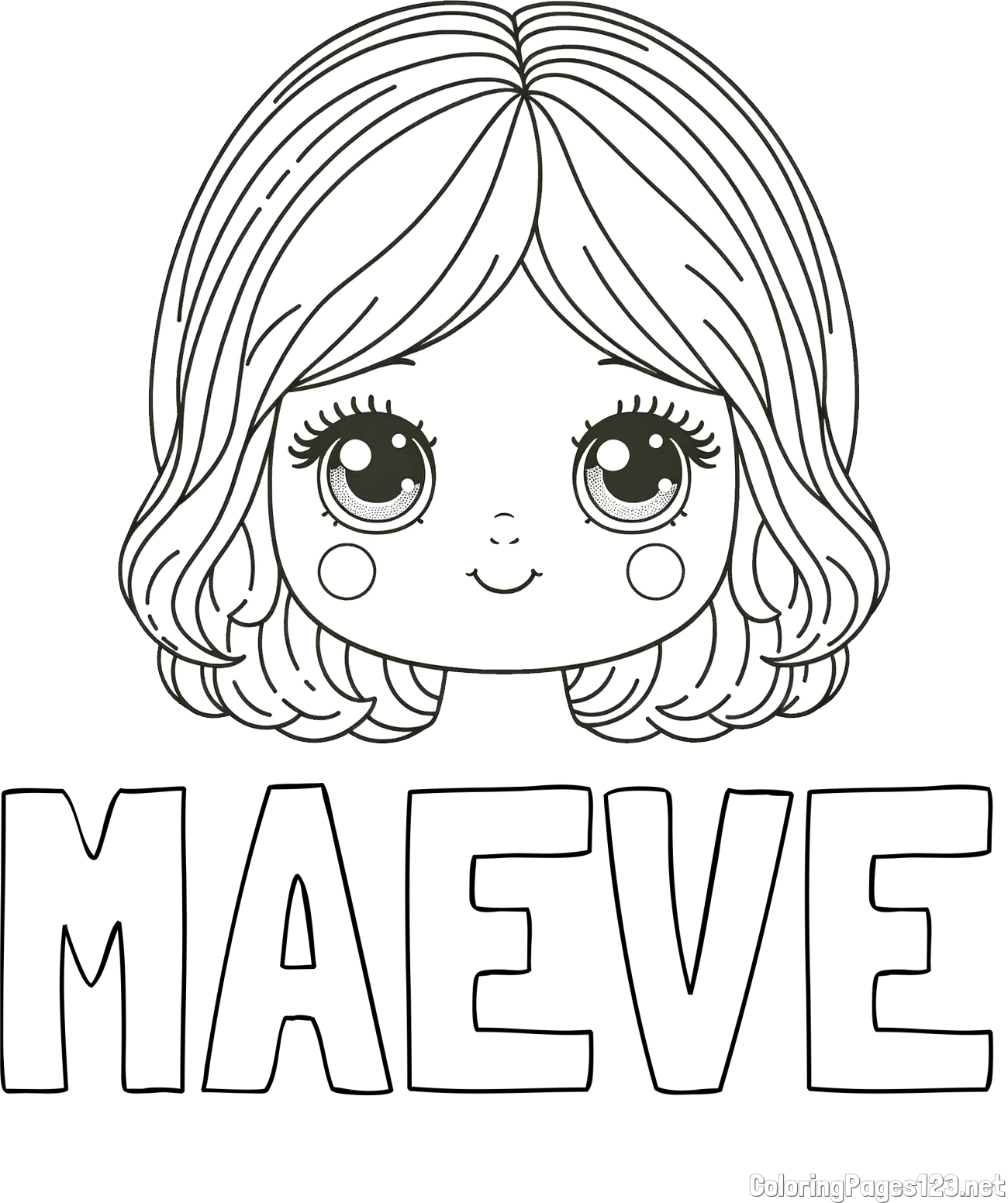 MAEVE Coloring Page and Cute Girl Face Coloring Page