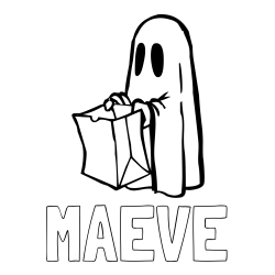 Online Created Coloring Page - MAEVE Coloring Page and Ghost with a Candy Bag Coloring Page