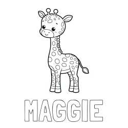 Online Created Coloring Page - MAGGIE Coloring Page and Cute Giraffe Coloring Page for Kids