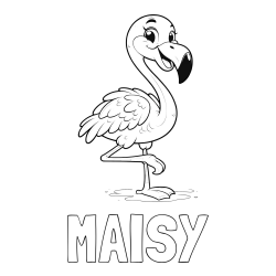 Online Created Coloring Page - MAISY Coloring Page and Coloring Page of a Cute Smiling Flamingo