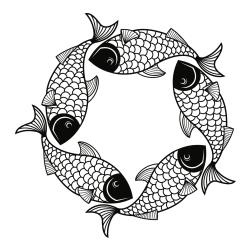 Mandala Coloring Page of Fishes