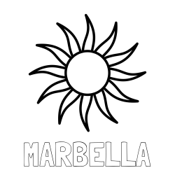Online Created Coloring Page - MARBELLA Coloring Page and Simple Sun Coloring Page for Kids