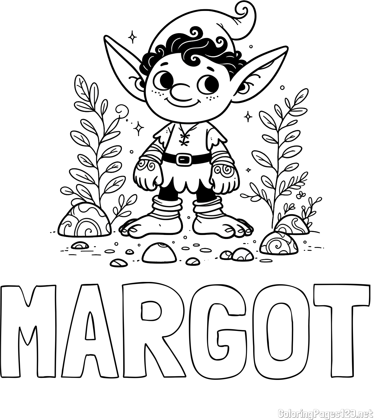 MARGOT Coloring Page and Cute Goblin Coloring Page