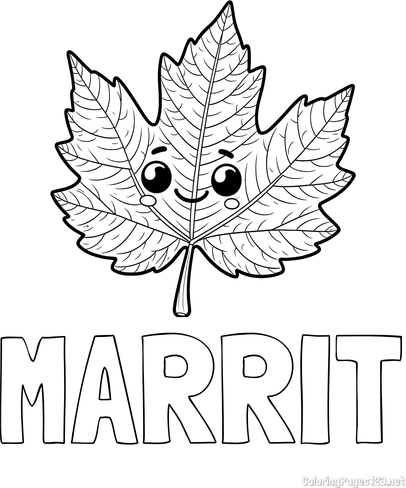 MARRIT Coloring Page and Smiling Leaf Coloring Page for Kids