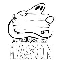 Online Created Coloring Page - MASON Coloring Page and Ghost and Sign Coloring Page for Kids