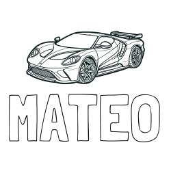 MATEO Coloring Page alongside Coloring Page of a Fast Sport's Car