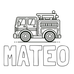 MATEO Coloring Page alongside Easy Kids Coloring Page of a Fire Truck