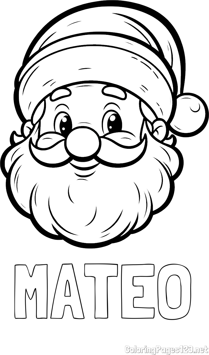 MATEO Coloring Page and Easy Santa Claus Coloring Page