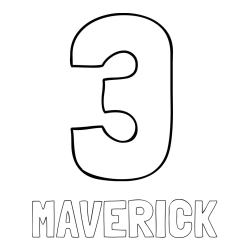 Online Created Coloring Page - MAVERICK Coloring Page and Coloring page of number three (3)