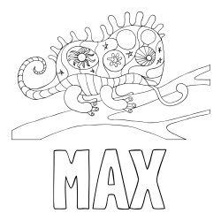 Online Created Coloring Page - MAX Coloring Page and Chameleon Mandala Coloring Page