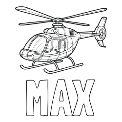 Online Created Coloring Page - MAX Coloring Page and Coloring Page of a Police Helicopter
