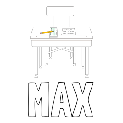 Online Created Coloring Page - MAX Coloring Page and School Desk Coloring Page