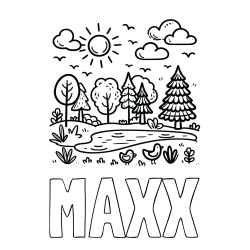Online Created Coloring Page - MAXX Coloring Page and Summer Coloring Page - Pond, Ducks and Forest