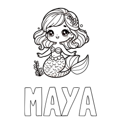 Online Created Coloring Page - MAYA Coloring Page and Coloring Page of a Charming Mermaid