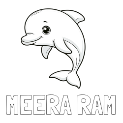 Online Created Coloring Page - MEERA RAM Coloring Page and Children's Coloring Book of a Cute Dolphin
