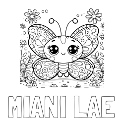 Online Created Coloring Page - MIANI LAE Coloring Page and Cute Butterfly Coloring Page