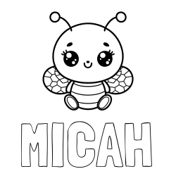 MICAH Coloring Page and Children's Coloring Page of a Cute Bee
