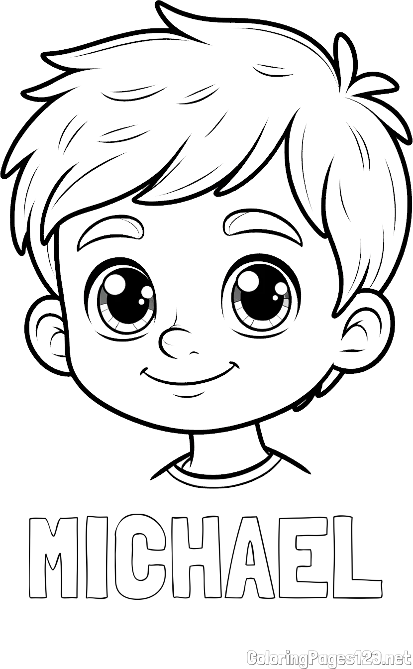 MICHAEL Coloring Page and Boy Face Coloring Page