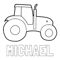 Online Created Coloring Page - MICHAEL Coloring Page and Simple Tractor Coloring Page for Kids