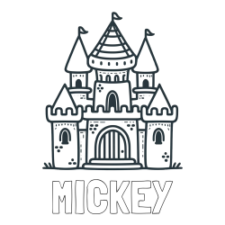 Online Created Coloring Page - MICKEY Coloring Page and Beautiful Castle Coloring Page for Kids