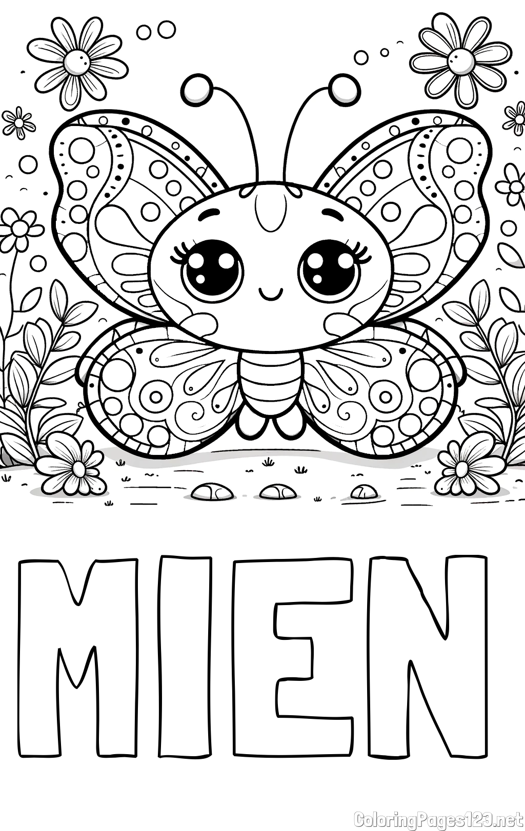MIEN Coloring Page and Cute Butterfly Coloring Page