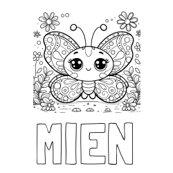 Online Created Coloring Page - MIEN Coloring Page and Cute Butterfly Coloring Page