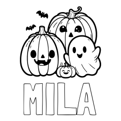 Online Created Coloring Page - MILA Coloring Page and Halloween Pumpkin and Ghost Coloring Page