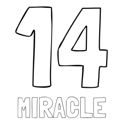 Online Created Coloring Page - MIRACLE Coloring Page and Coloring Page of Number Fourteen (14)