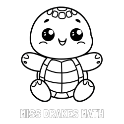 MISS DRAKES MATH Coloring Page alongside Easy Coloring Page of Turtle