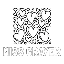 Online Created Coloring Page - MISS GRAYER Coloring Page and Free Printable Coloring Page of Hearts