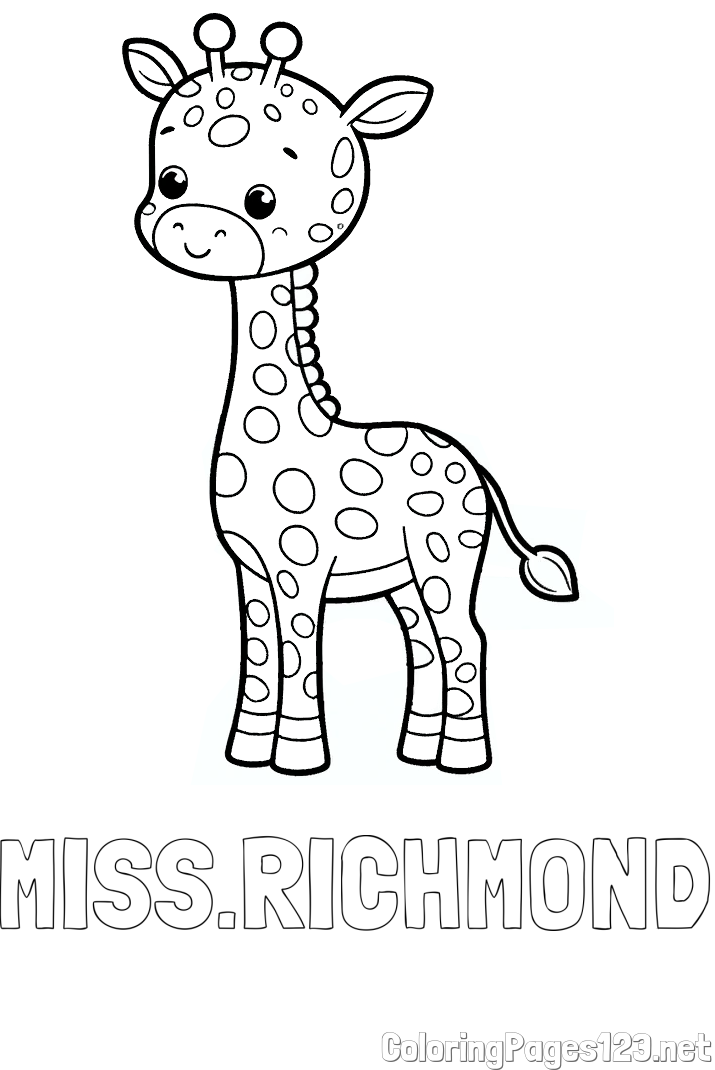 MISS.RICHMOND Coloring Page and Cute Giraffe Coloring Page for Kids