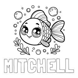 Online Created Coloring Page - MITCHELL Coloring Page and Free Coloring Page of an Adorable Fish