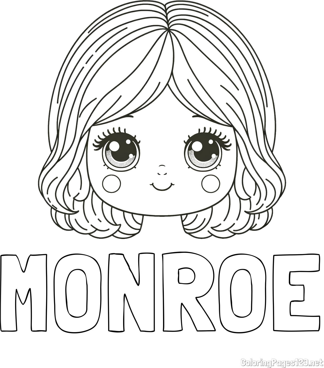 MONROE Coloring Page and Cute Girl Face Coloring Page