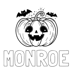 Online Created Coloring Page - MONROE Coloring Page and Halloween Pumpkin and Bats Coloring Page