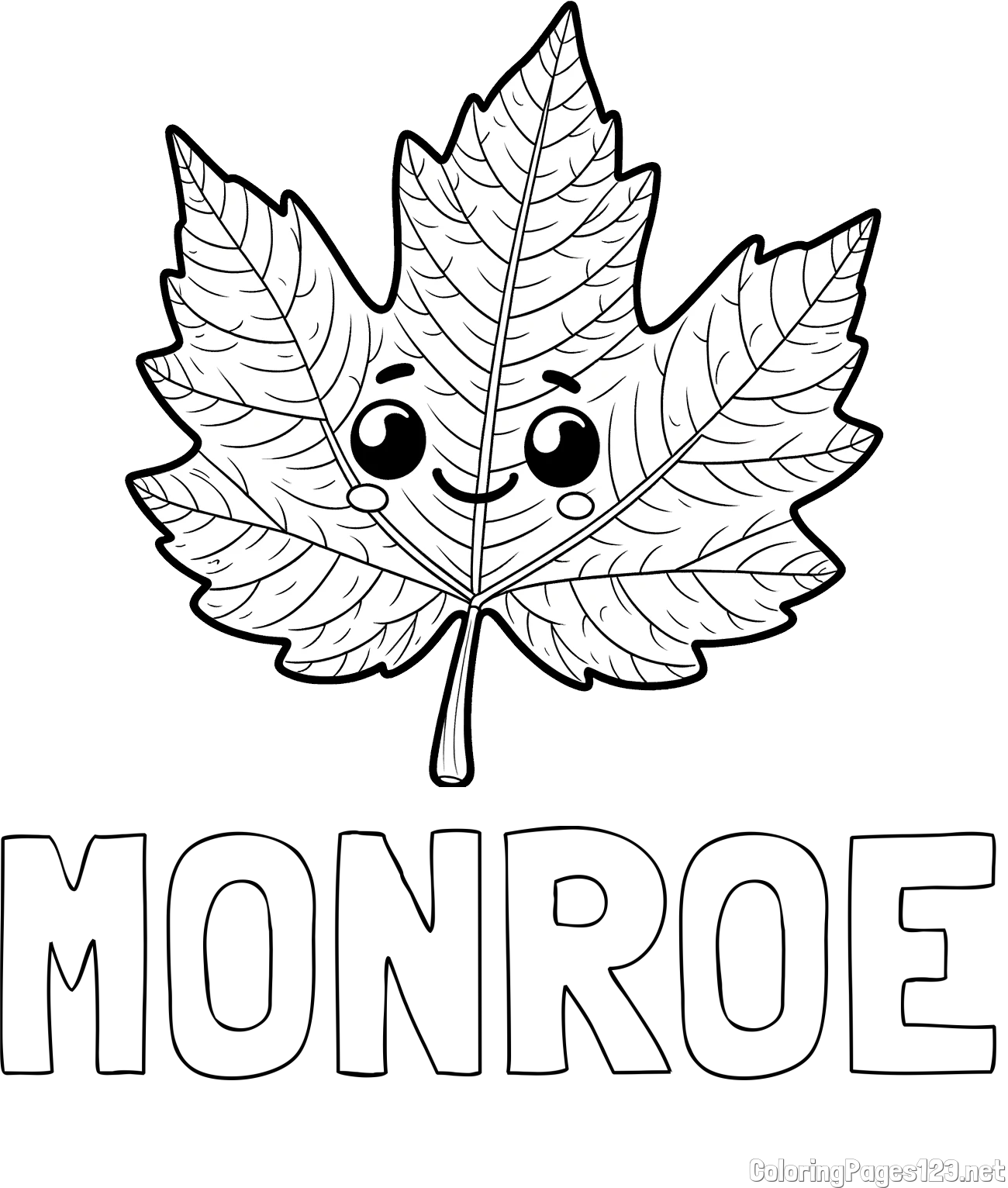 MONROE Coloring Page and Smiling Leaf Coloring Page for Kids