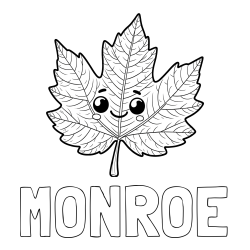 Online Created Coloring Page - MONROE Coloring Page and Smiling Leaf Coloring Page for Kids