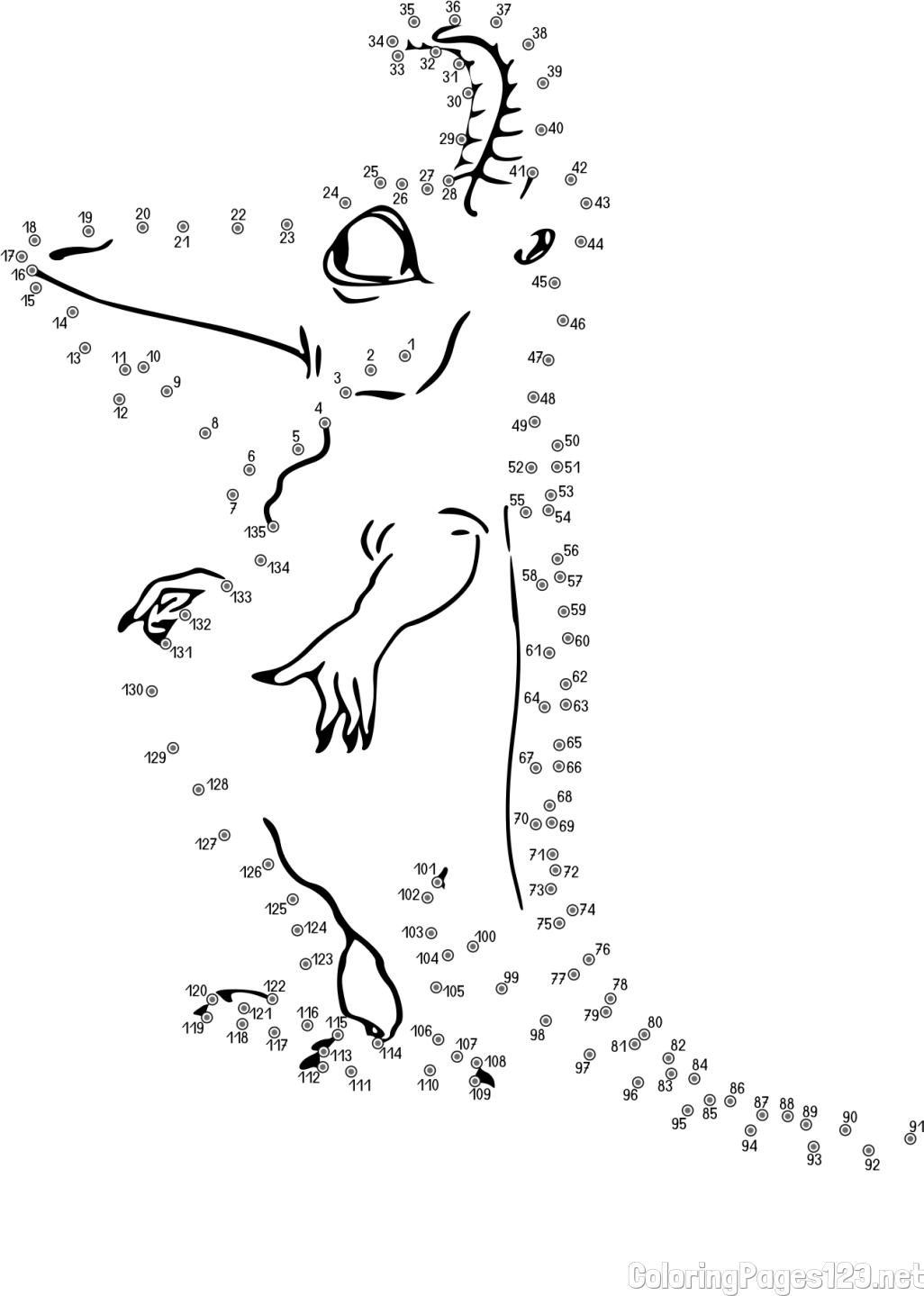 Monster Connect the Dots Coloring Page