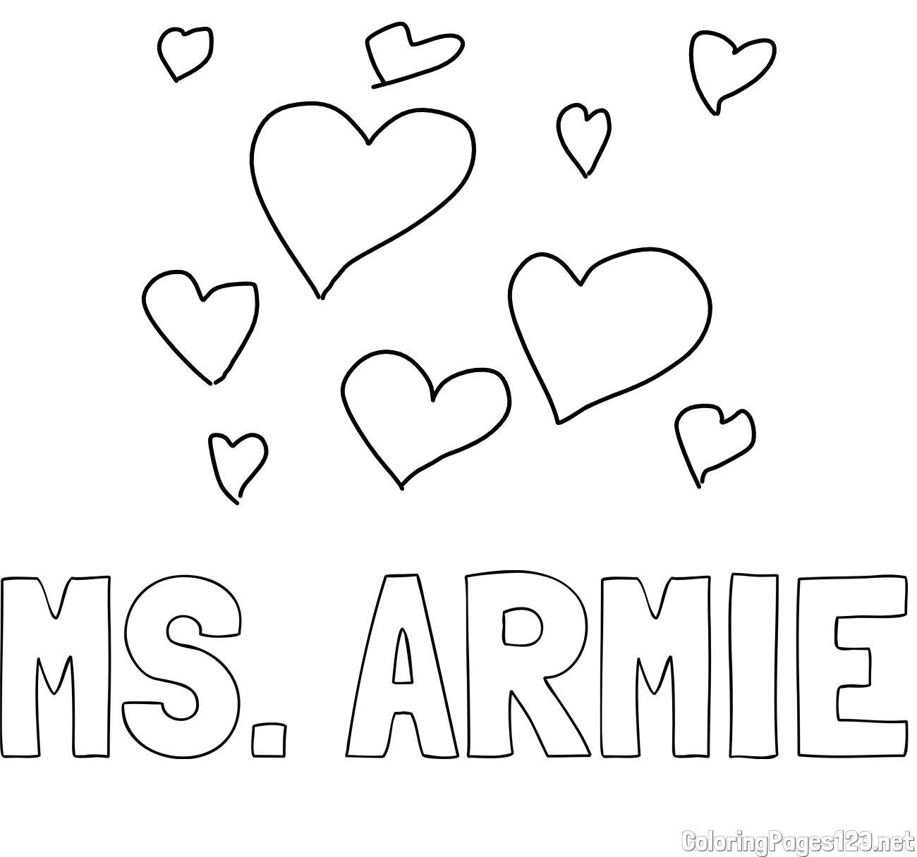 MS. ARMIE Coloring Page and Coloring page of hearts 😍