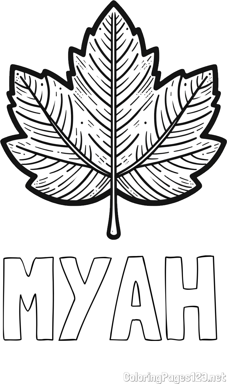 MYAH Coloring Page and Autumn Leaf Coloring Page