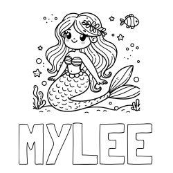 Online Created Coloring Page - MYLEE Coloring Page and Coloring Page of a Cute Mermaid in the Sea