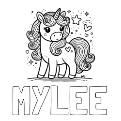 Online Created Coloring Page - MYLEE Coloring Page and Cute Unicorn Coloring Page