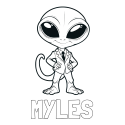 Online Created Coloring Page - MYLES Coloring Page and Alien Coloring Page